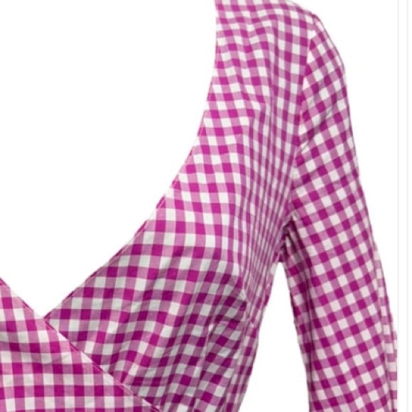 Caroline Constas Lena Gingham Wrap Dress Size XS Date Night Cocktail Party Check - Picture 2 of 5